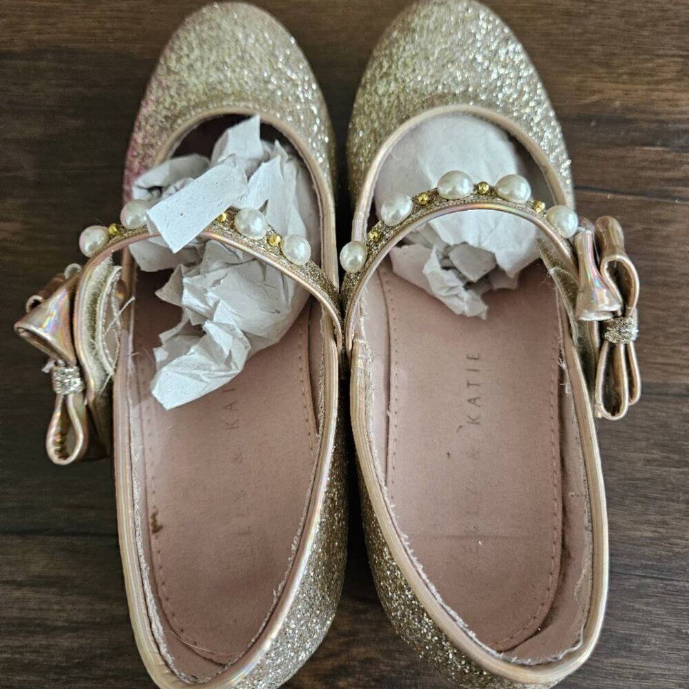 kelly katie girl dress heels size 1 Gold/PU - Picture 3 of 7